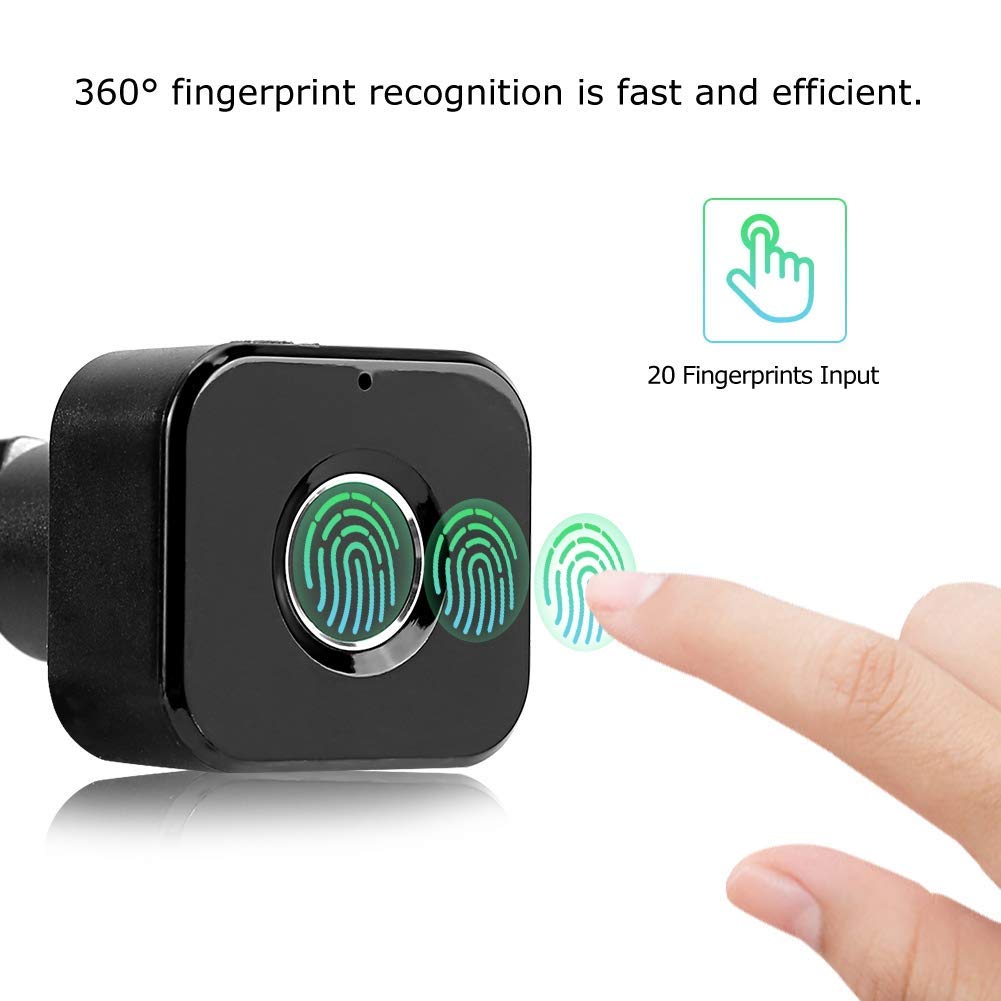 Ciglow Mini Smart Fingerprint Lock for Drawers & Cabinets - USB Rechargeable, 360° Recognition, Store 20 Fingerprints, Energy Efficient
