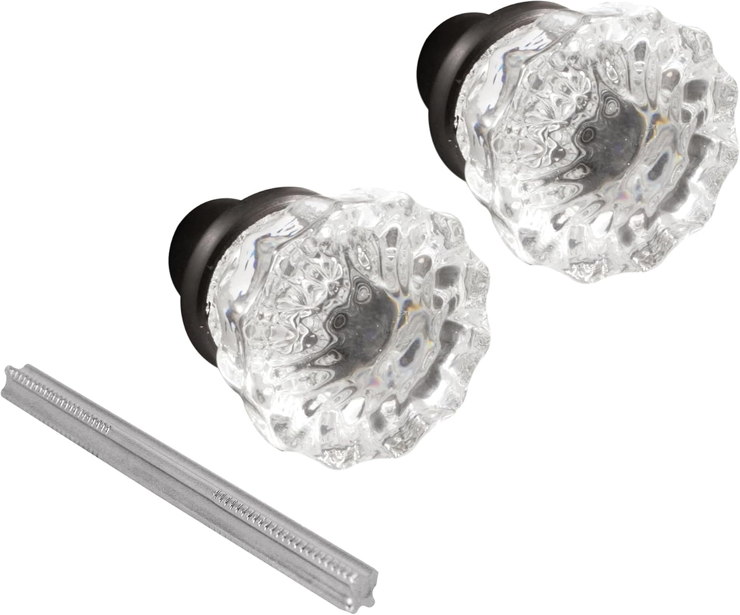 Classic Bronze Fluted Glass Door Knobs - Ideal for Antique Lock Set Replacement on Interior Doors - 2 In. Outside Diameter Knobs - Prime-Line E 28317 (1 Set)