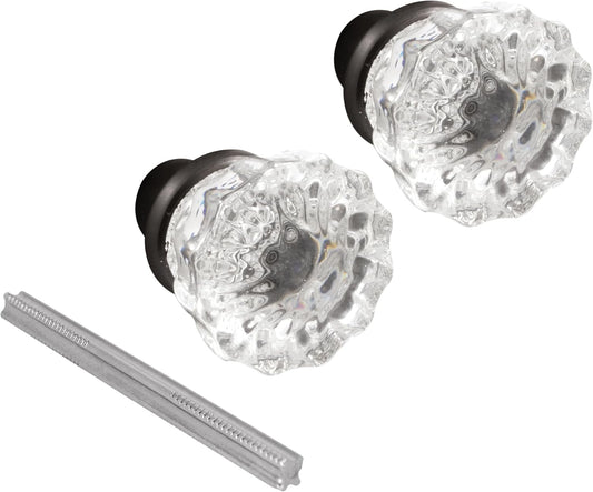 Classic Bronze Fluted Glass Door Knobs - Ideal for Antique Lock Set Replacement on Interior Doors - 2 In. Outside Diameter Knobs - Prime-Line E 28317 (1 Set)