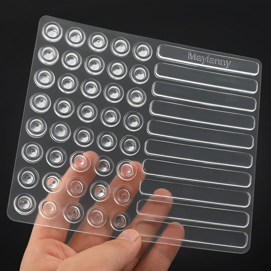 Clear Cabinet Door Bumpers Set - Soft Close Cushion Pads, Anti Slip Glass Table Top Pads, Self Adhesive Rubber Strips - Round & Rectangular Shapes, 50 PCS