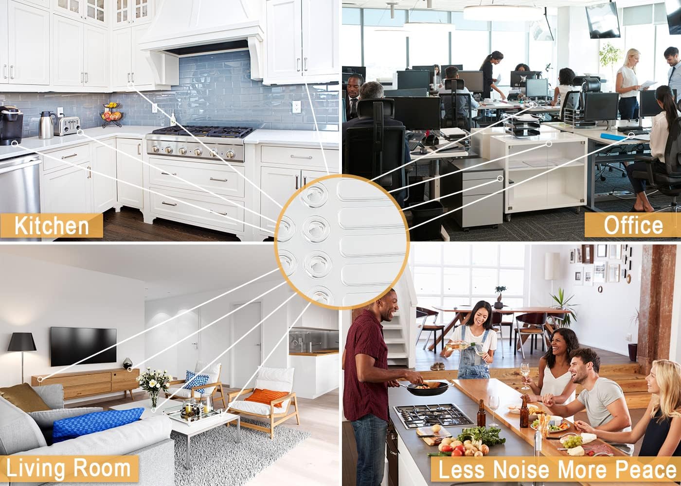 Clear Cabinet Door Bumpers Set - Soft Close Cushion Pads, Anti Slip Glass Table Top Pads, Self Adhesive Rubber Strips - Round & Rectangular Shapes, 50 PCS