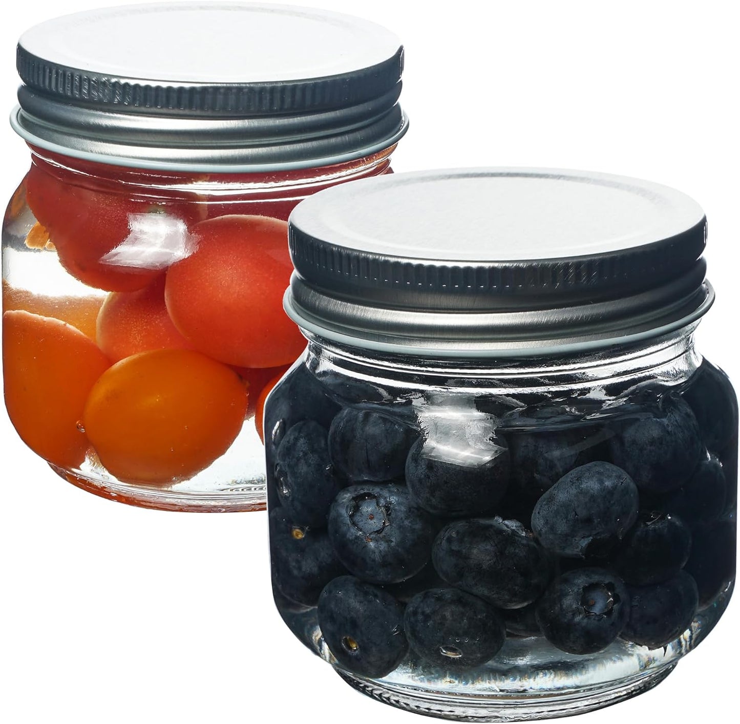 Clear Glass Regular Mouth Mason Jars for Canning and Food Storage - Set of 4 (8.5oz)