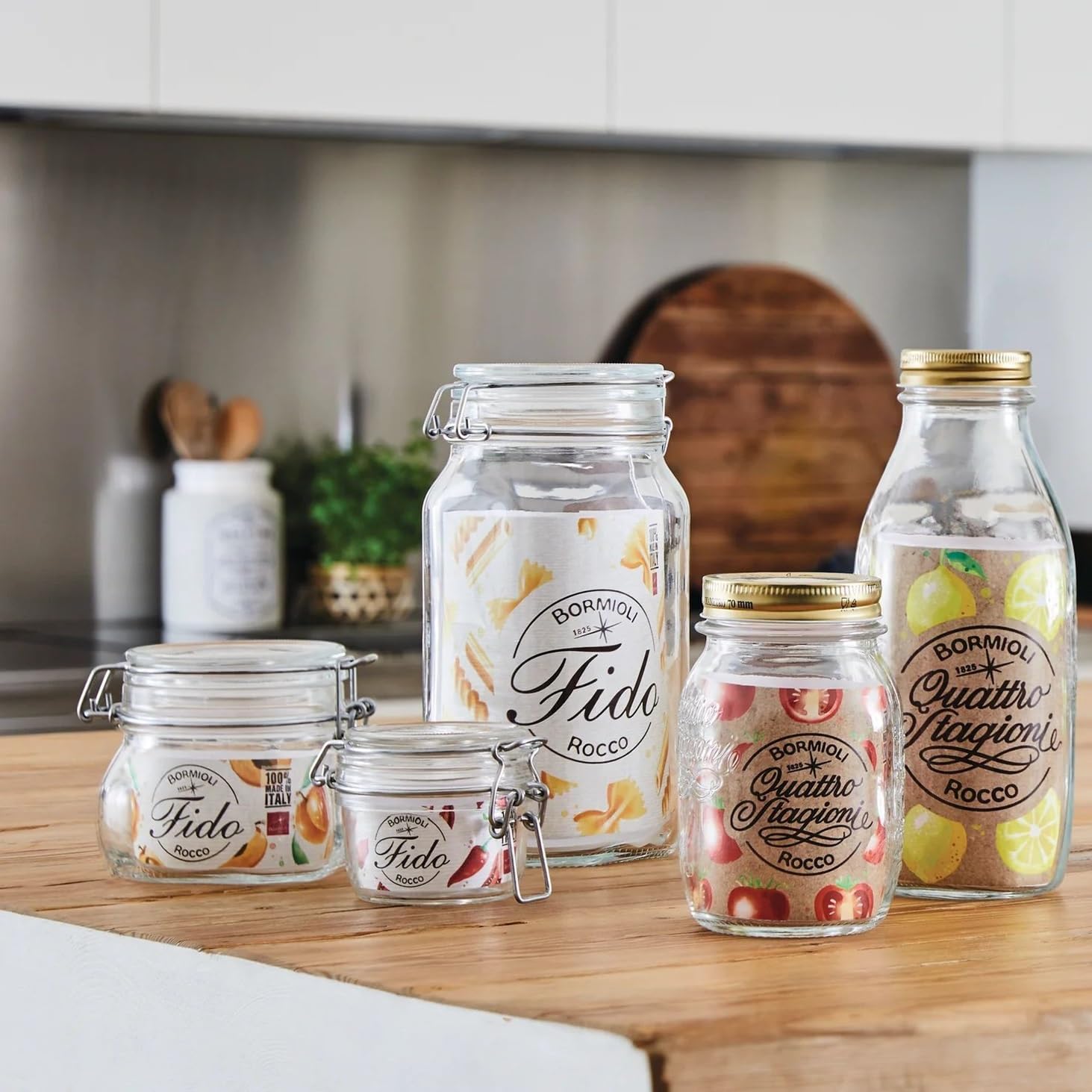 Clear Glass Storage Jars, 17.5 Ounce - Bormioli Rocco Fido