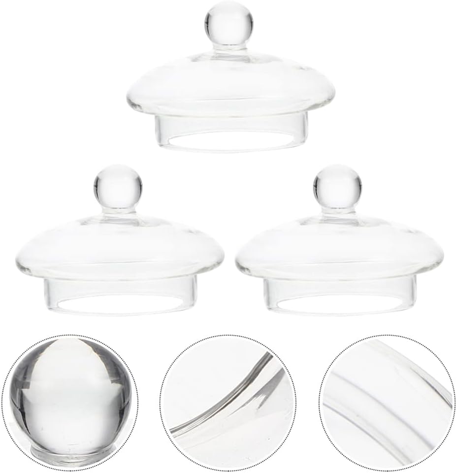 Clear Glass Teapot Lid Replacement Set - 3 Pieces 8.2cm Flower Cover for Tea Kettle - Tea Pot Accessories