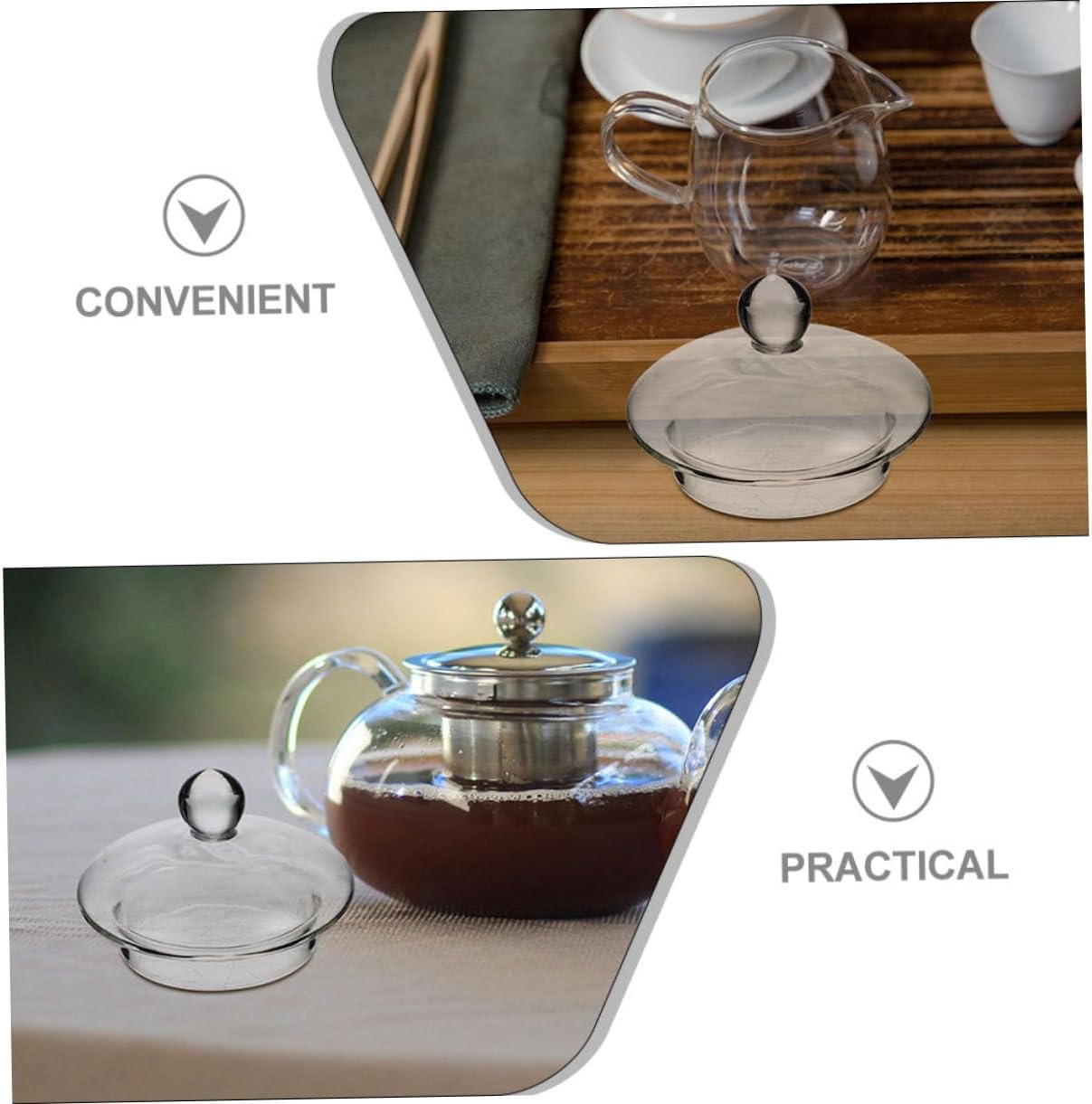 Clear Glass Teapot Replacement Lid with Strainer Cover - 1000ml Teapot Accessories for Home Kitchen