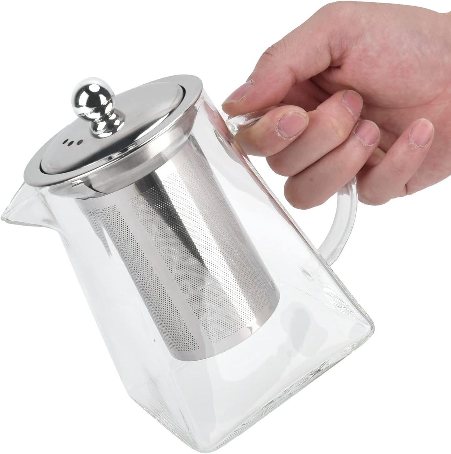 Clear Glass Teapot with Removable Stainless Steel Infuser for Loose Tea - 750ml/25.4oz - Ideal for Home or Office