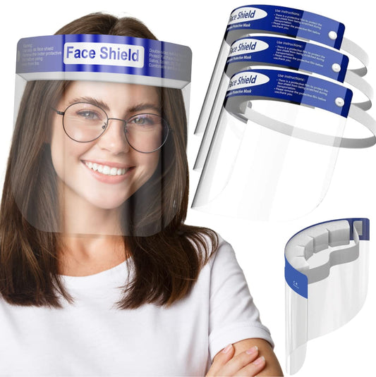 Clear Plastic Face Shields for Women, Men & Kids - Case of 48 | Anti-Fog, Lightweight, Reusable Safety Visor Cover with Comfortable Sponge & Elastic Band by Medical Nation