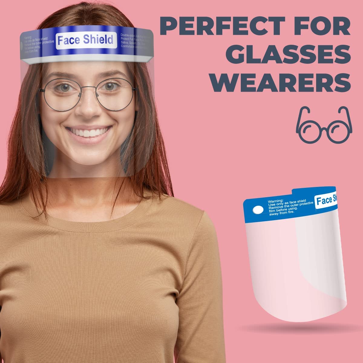 Clear Plastic Face Shields for Women, Men & Kids - Case of 48 | Anti-Fog, Lightweight, Reusable Safety Visor Cover with Comfortable Sponge & Elastic Band by Medical Nation