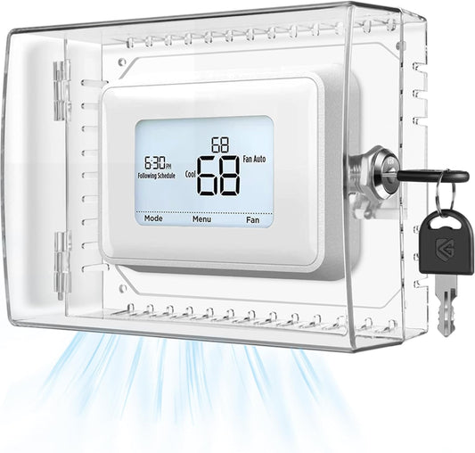 Clear Thermostat Lock Box Cover with Key for Honeywell Thermostat, Wall-Mounted AC Lock Box - Fits Thermostats 5"H x 6" W or Smaller
