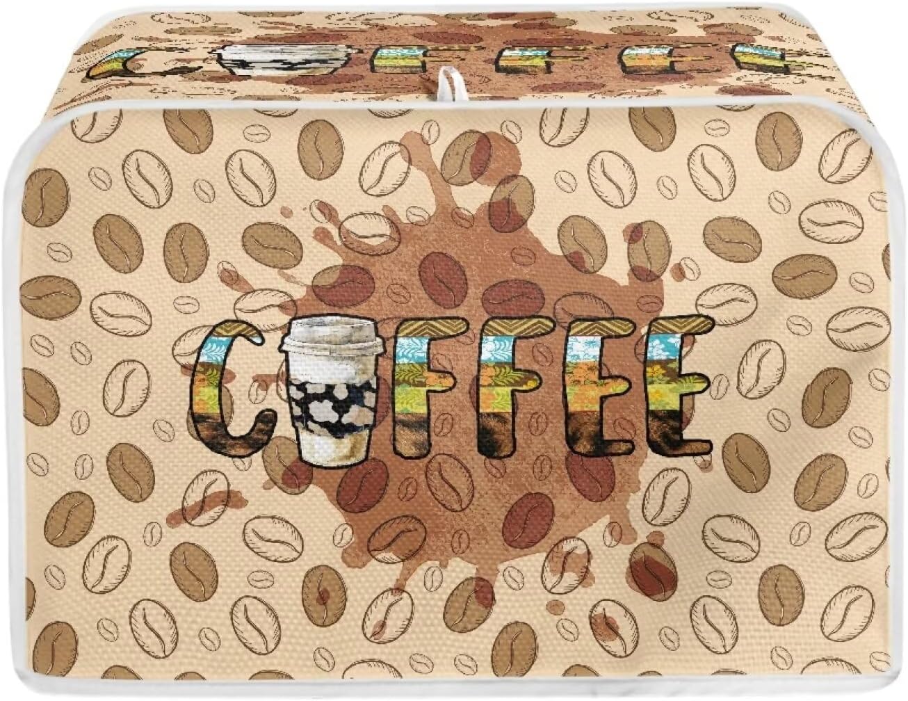 Coffee Beans Print Toaster Cover - Reversible, Dustproof, Fingerprint Protectors - Machine Washable - 2 Slice Appliance Cover - Women's Gift