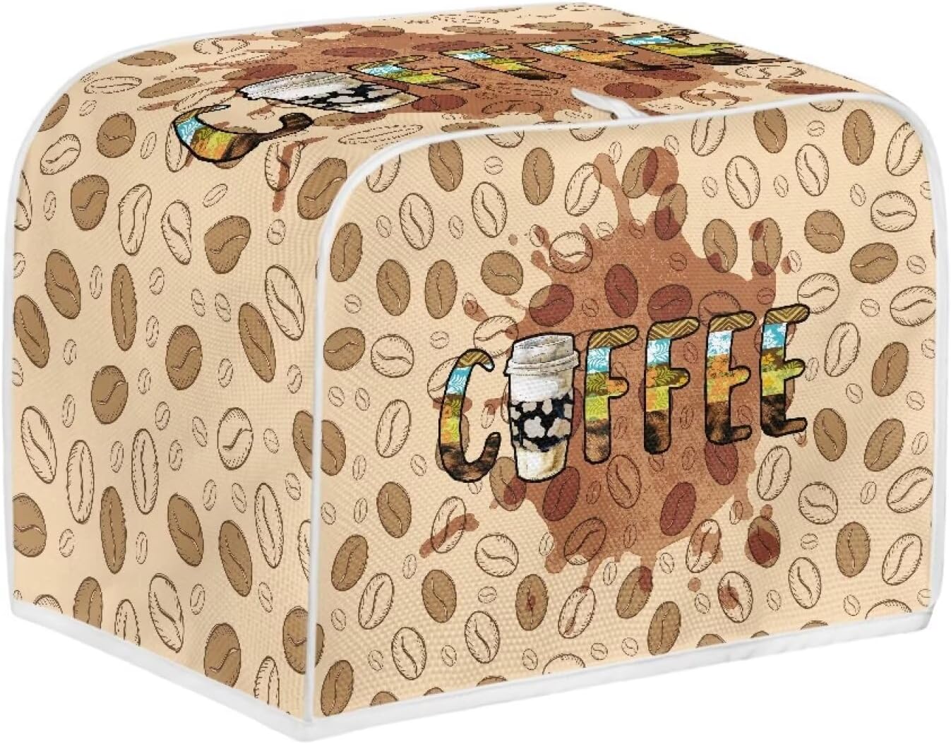 Coffee Beans Print Toaster Cover - Reversible, Dustproof, Fingerprint Protectors - Machine Washable - 2 Slice Appliance Cover - Women's Gift