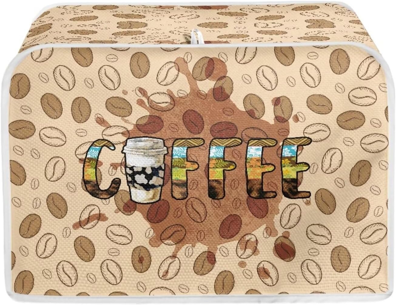 Coffee Beans Print Toaster Cover - Reversible, Dustproof, Fingerprint Protectors - Machine Washable - 2 Slice Appliance Cover - Women's Gift
