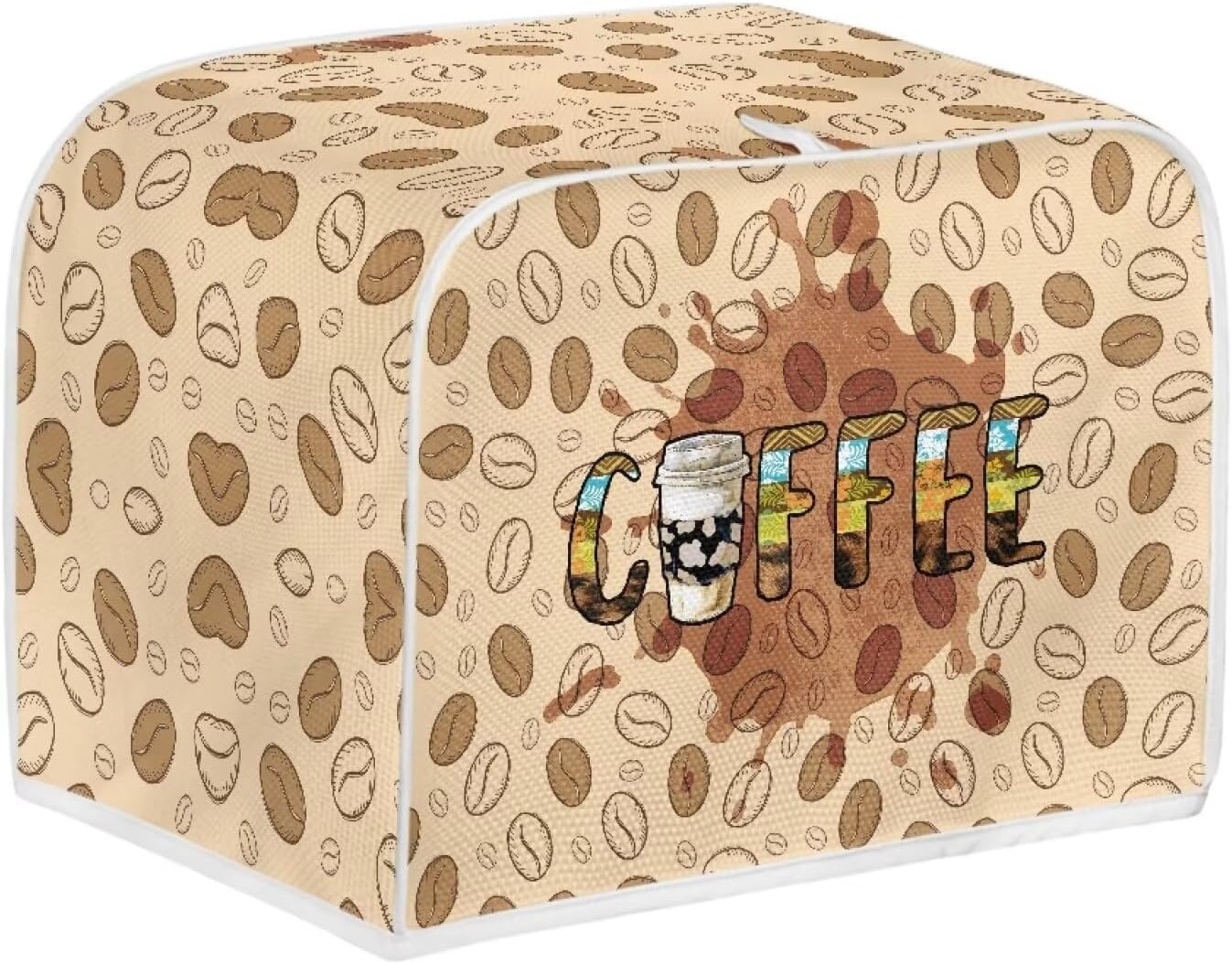Coffee Beans Print Toaster Cover - Reversible, Dustproof, Fingerprint Protectors - Machine Washable - 2 Slice Appliance Cover - Women's Gift