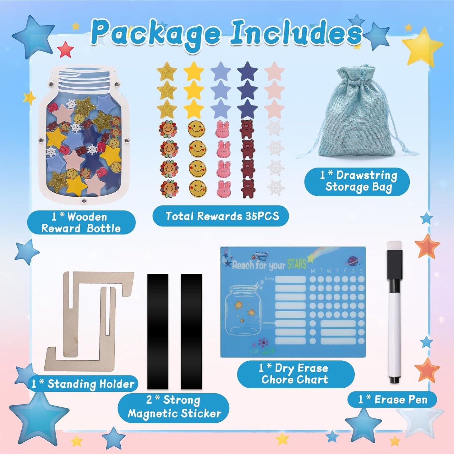 COITEK Magnetic Reward Star Incentive Jar for Classroom Management and Behavior Chart