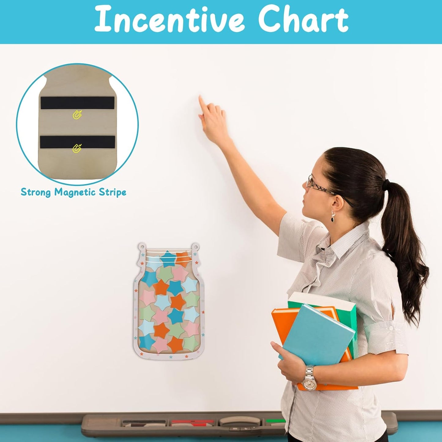 COITEK Magnetic Reward Star Incentive Jar for Classroom Management and Behavior Chart
