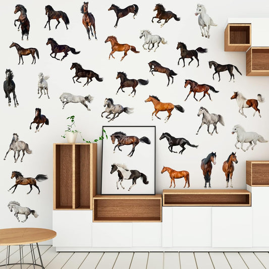 Colorful 3D Running Horse Wall Decal for Kids Bedroom and Living Room Decor
