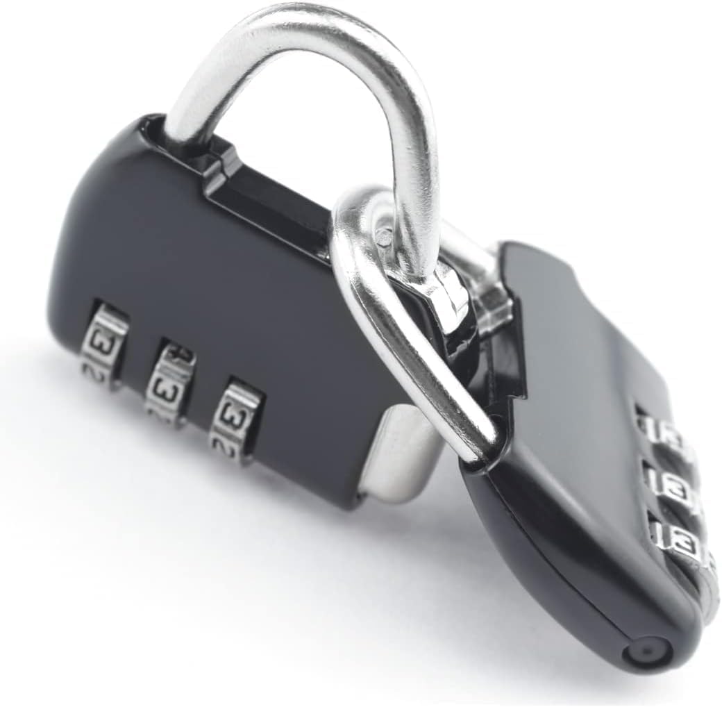 Colorful Black Mini 3-Digit Combination Padlock - Zinc Alloy Security Lock for Lockers, Luggage, Travel Bags, Backpacks, Small Storage - Resettable