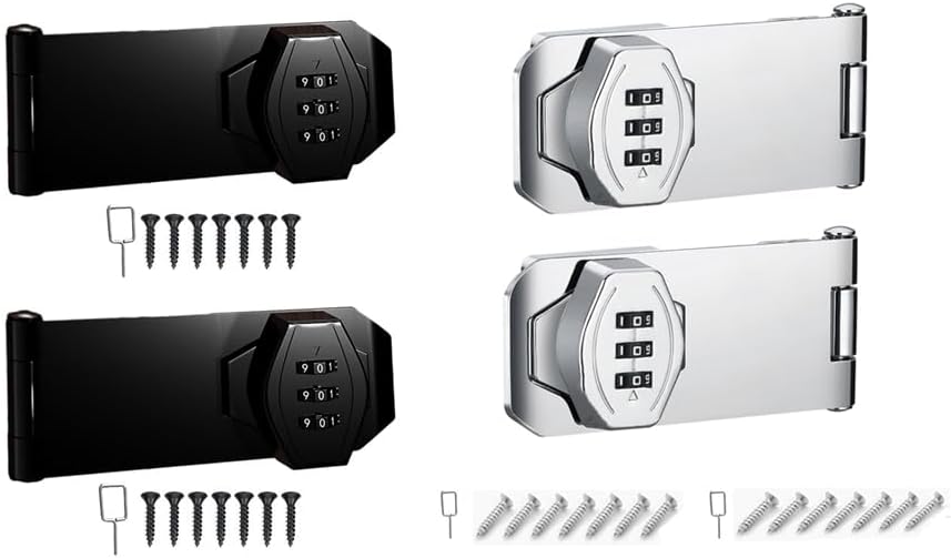 Combination Cabinet Door Lock for Small Doors & Cabinets - Junway Household Security Slide Latch Lock for Barn Door, Bathroom, Outdoor & Garden