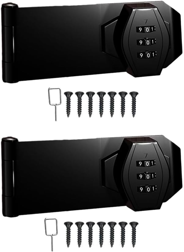 Combination Cabinet Door Lock for Small Doors & Cabinets - Junway Household Security Slide Latch Lock for Barn Door, Bathroom, Outdoor & Garden