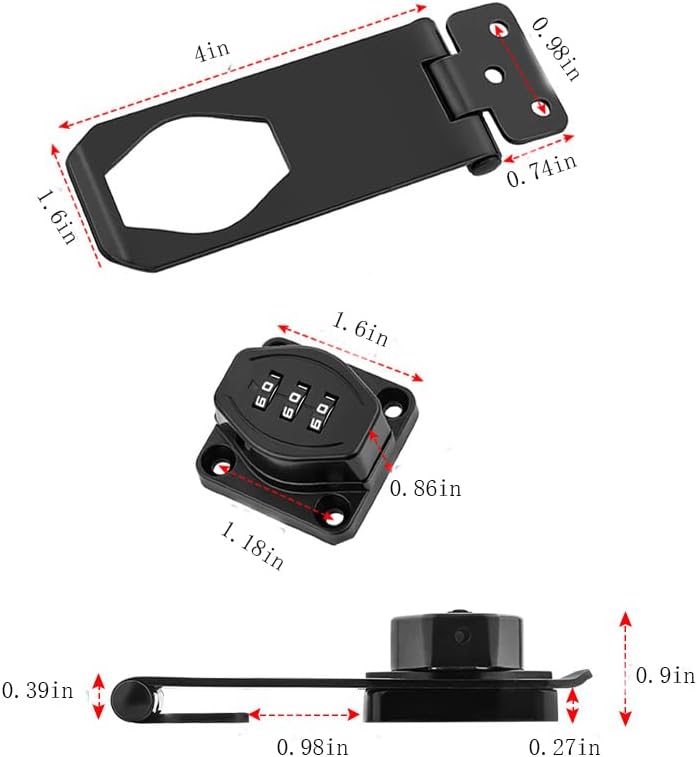 Combination Cabinet Door Lock for Small Doors & Cabinets - Junway Household Security Slide Latch Lock for Barn Door, Bathroom, Outdoor & Garden