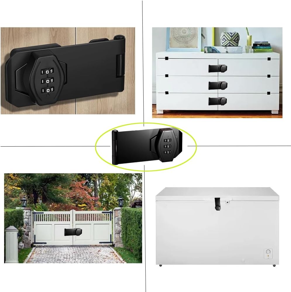 Combination Cabinet Door Lock for Small Doors & Cabinets - Junway Household Security Slide Latch Lock for Barn Door, Bathroom, Outdoor & Garden