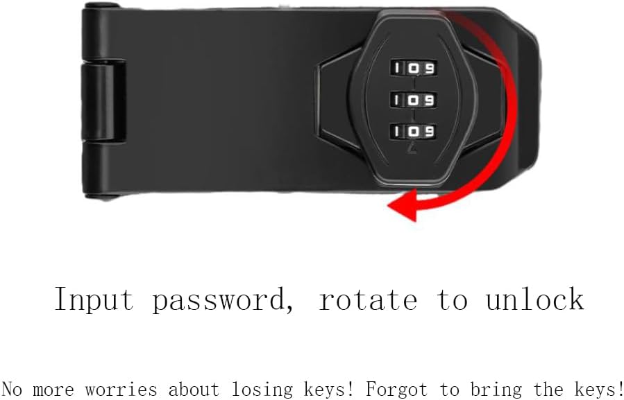 Combination Cabinet Door Lock for Small Doors & Cabinets - Junway Household Security Slide Latch Lock for Barn Door, Bathroom, Outdoor & Garden