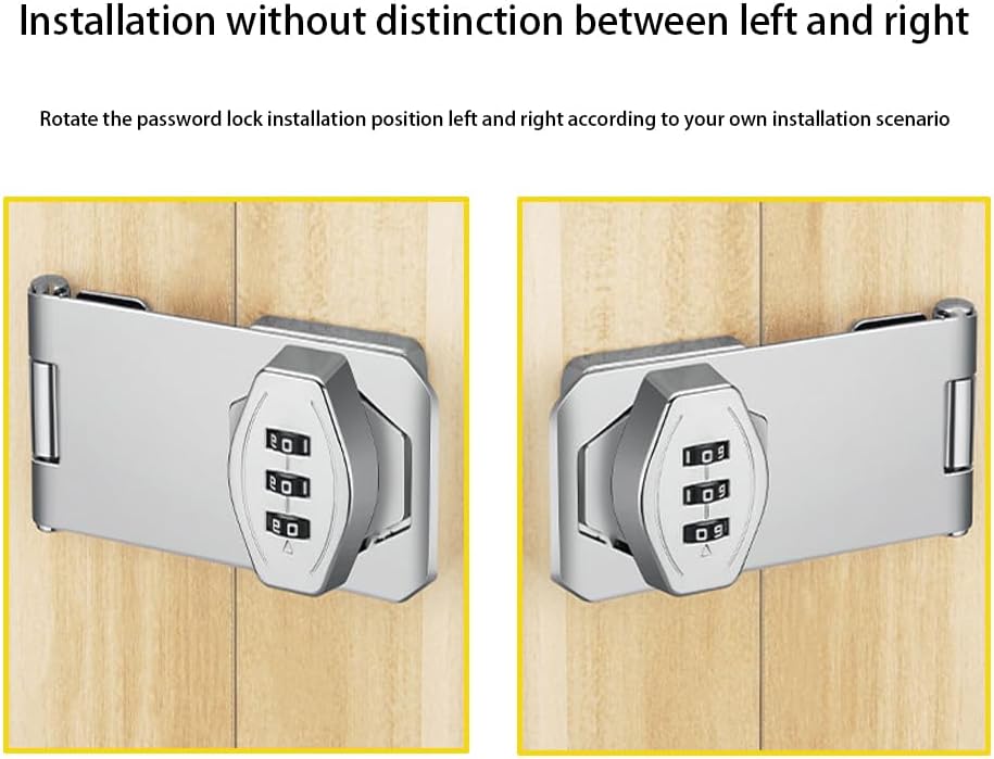 Combination Cabinet Door Lock for Small Doors & Cabinets - Junway Household Security Slide Latch Lock for Barn Door, Bathroom, Outdoor & Garden