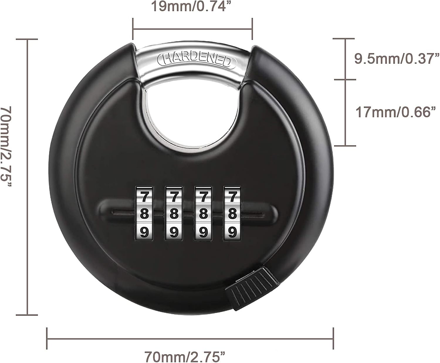 Combination Disc Padlock with Hardened Steel Shackle for Storage Unit, Trailers, Shed, Fence - DAYGOS Keys Discus Padlock