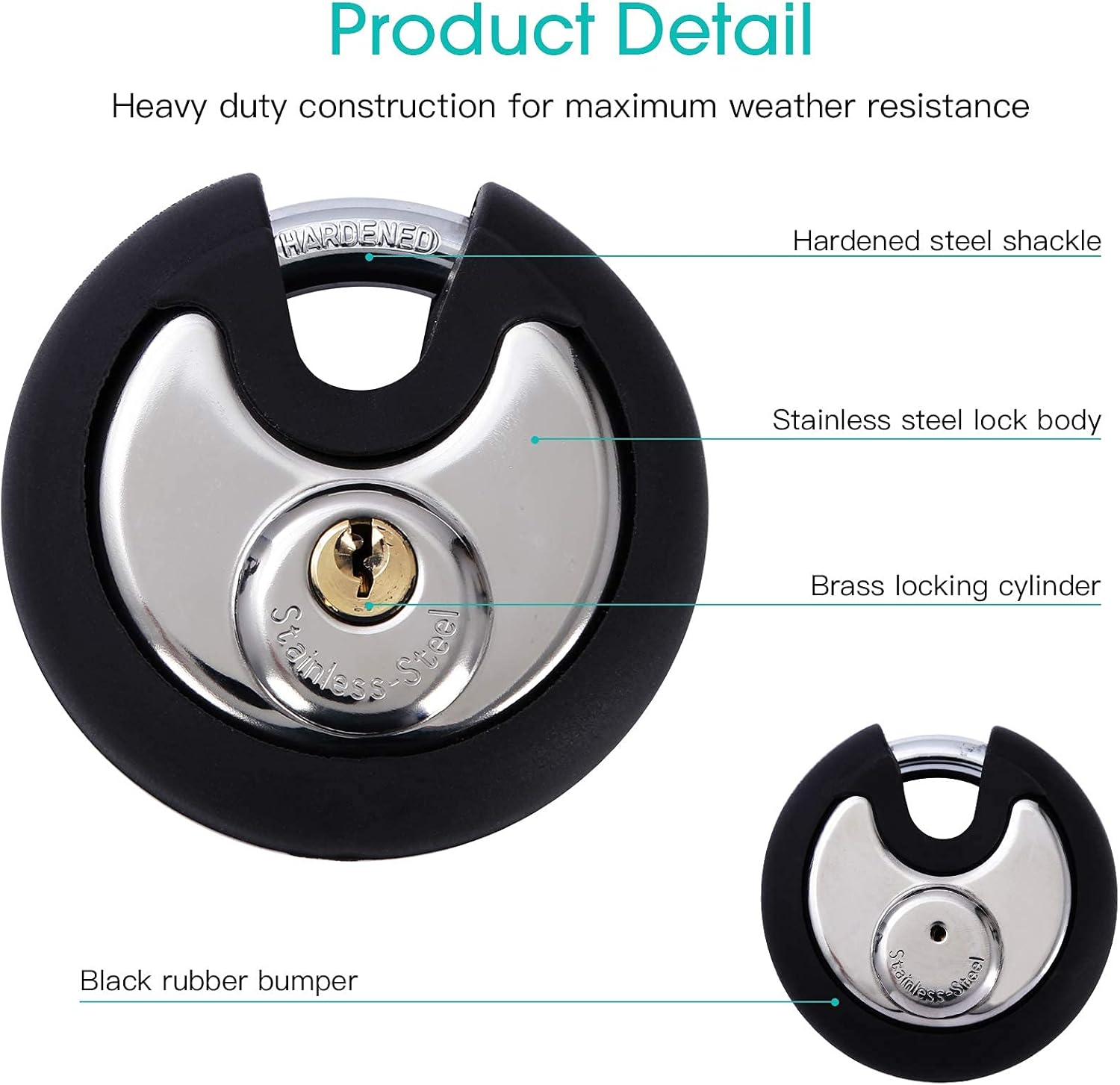 Combination Disc Padlock with Hardened Steel Shackle for Storage Unit, Trailers, Shed, Fence - DAYGOS Keys Discus Padlock