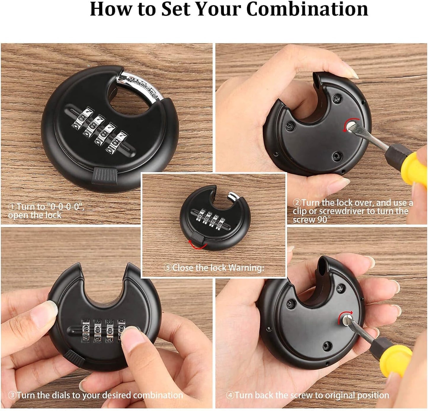 Combination Disc Padlock with Hardened Steel Shackle for Storage Unit, Trailers, Shed, Fence - DAYGOS Keys Discus Padlock