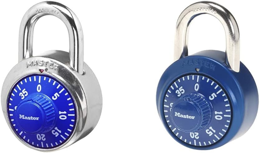 Combination Padlock Set for Gym and School Lockers, Master Lock 1506D & 1530DCM, Blue Color, 2 Pack
