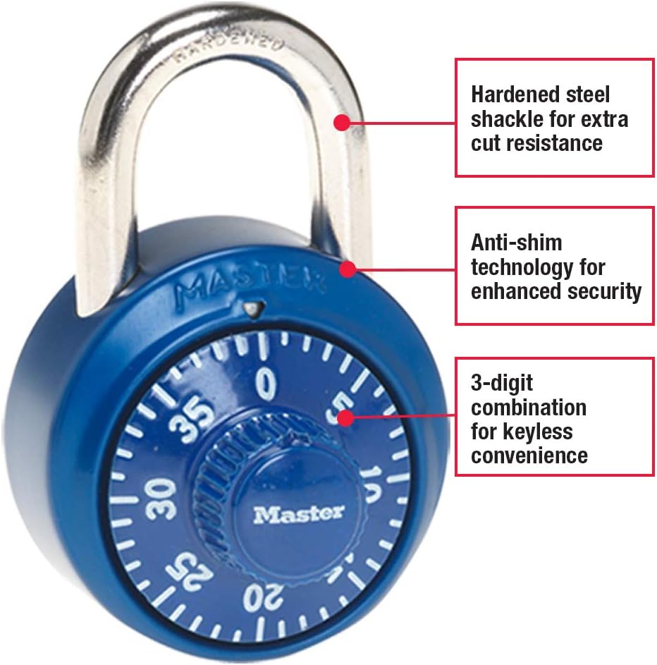Combination Padlock Set for Gym and School Lockers, Master Lock 1506D & 1530DCM, Blue Color, 2 Pack