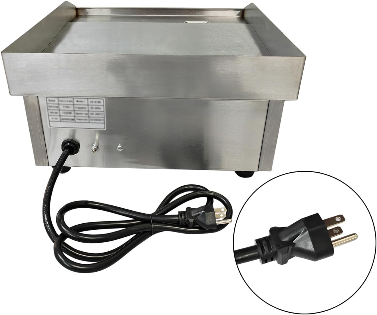 Commercial 14 Inch Small Electric Griddle Grill with Adjustable Temperature Control - Stainless Steel Flat Top for Kitchen Restaurant - 1500W, 110V