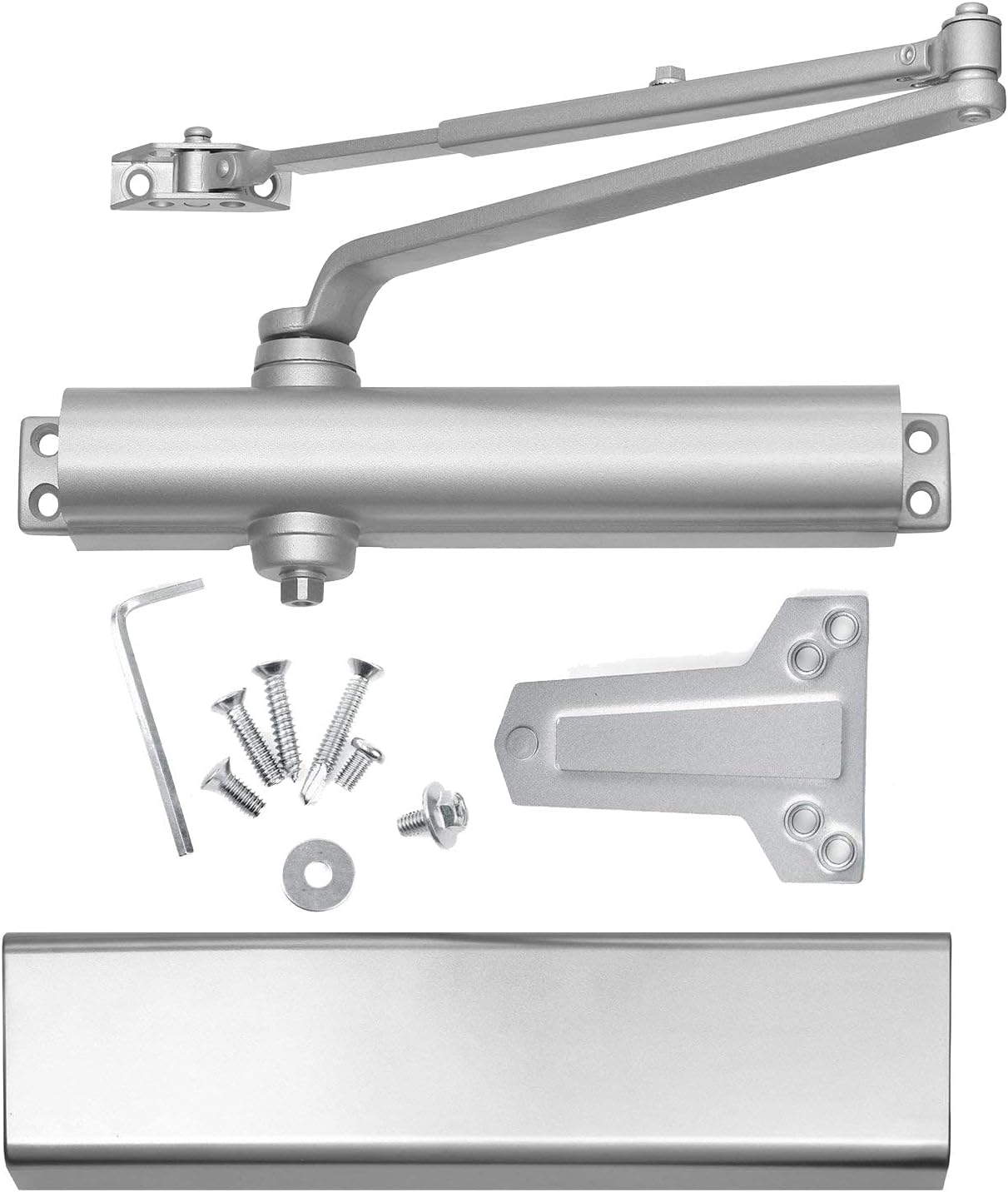 Commercial Door Closer DC8016 - Heavy Duty Grade 1 Slim Line Surface Mount - Adjustable Size 1-6 - ADA & UL 3 Hour Fire Rated - For Entrances & Aluminum Storefronts