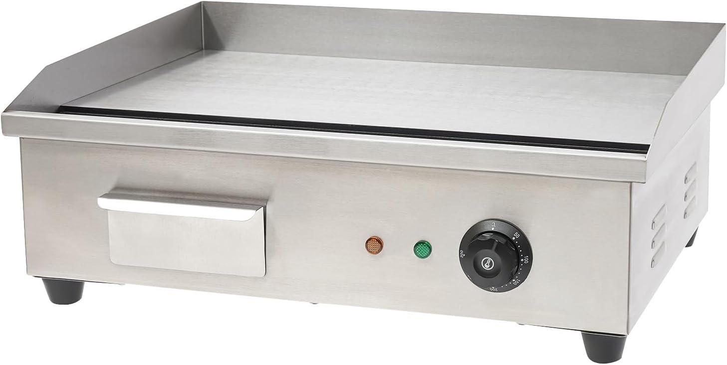 Commercial Electric Griddle Grill 110V 3000W - Non-Stick Teppanyaki Flat Top Grill with Thermostatic Control