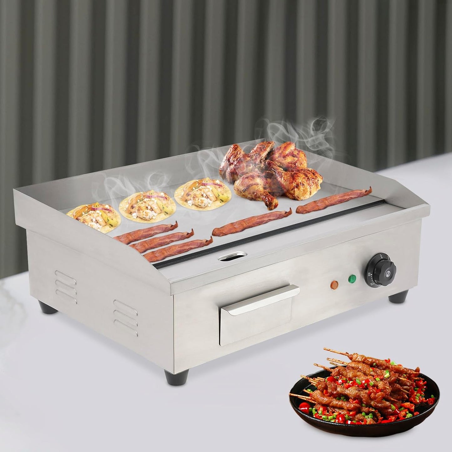 Commercial Electric Griddle Grill 110V 3000W - Non-Stick Teppanyaki Flat Top Grill with Thermostatic Control