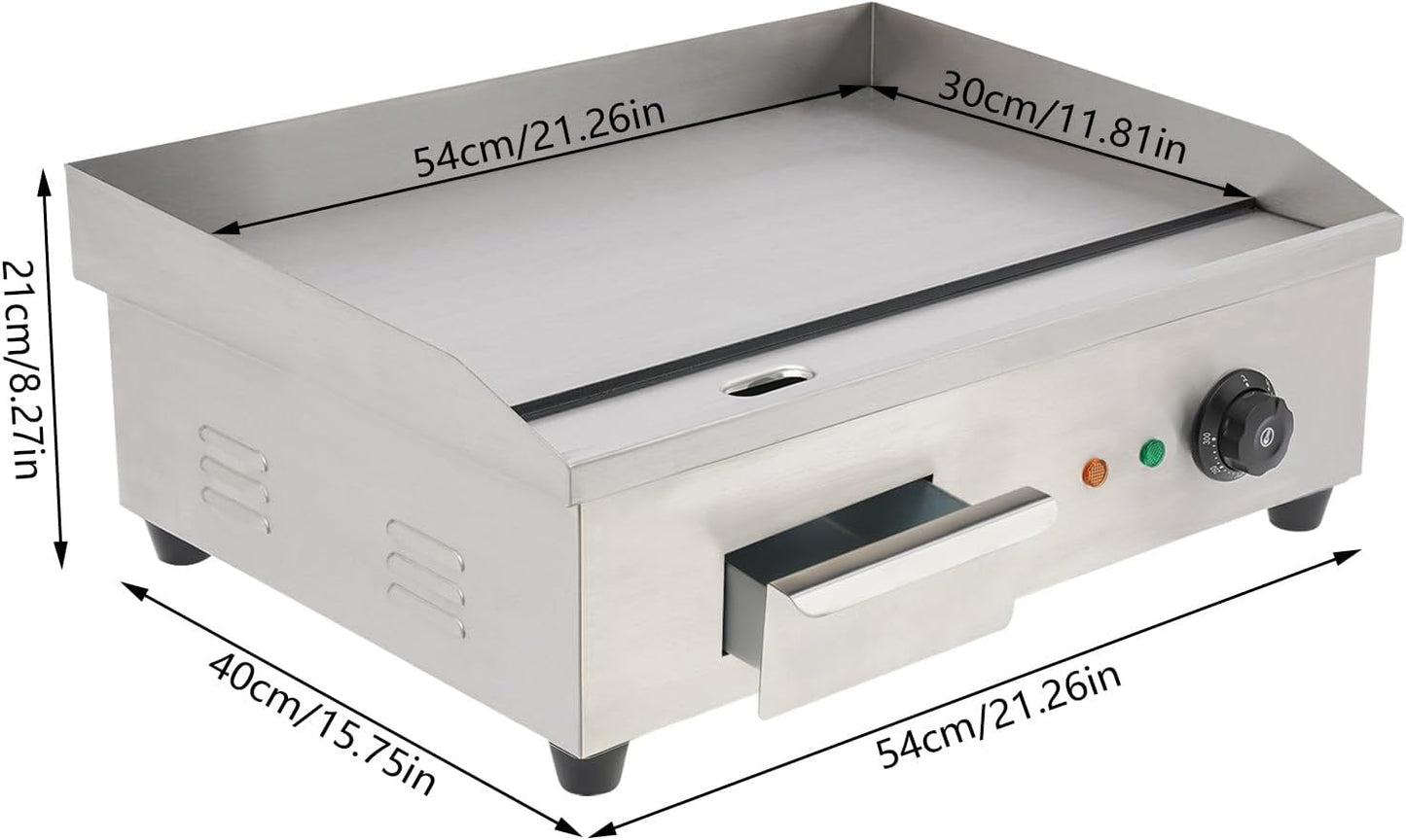 Commercial Electric Griddle Grill 110V 3000W - Non-Stick Teppanyaki Flat Top Grill with Thermostatic Control