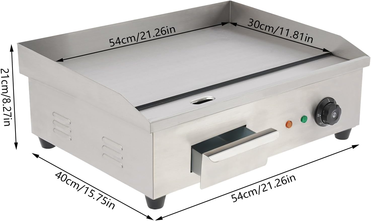 Commercial Electric Griddle Grill 110V 3000W - Non-Stick Teppanyaki Flat Top Grill with Thermostatic Control
