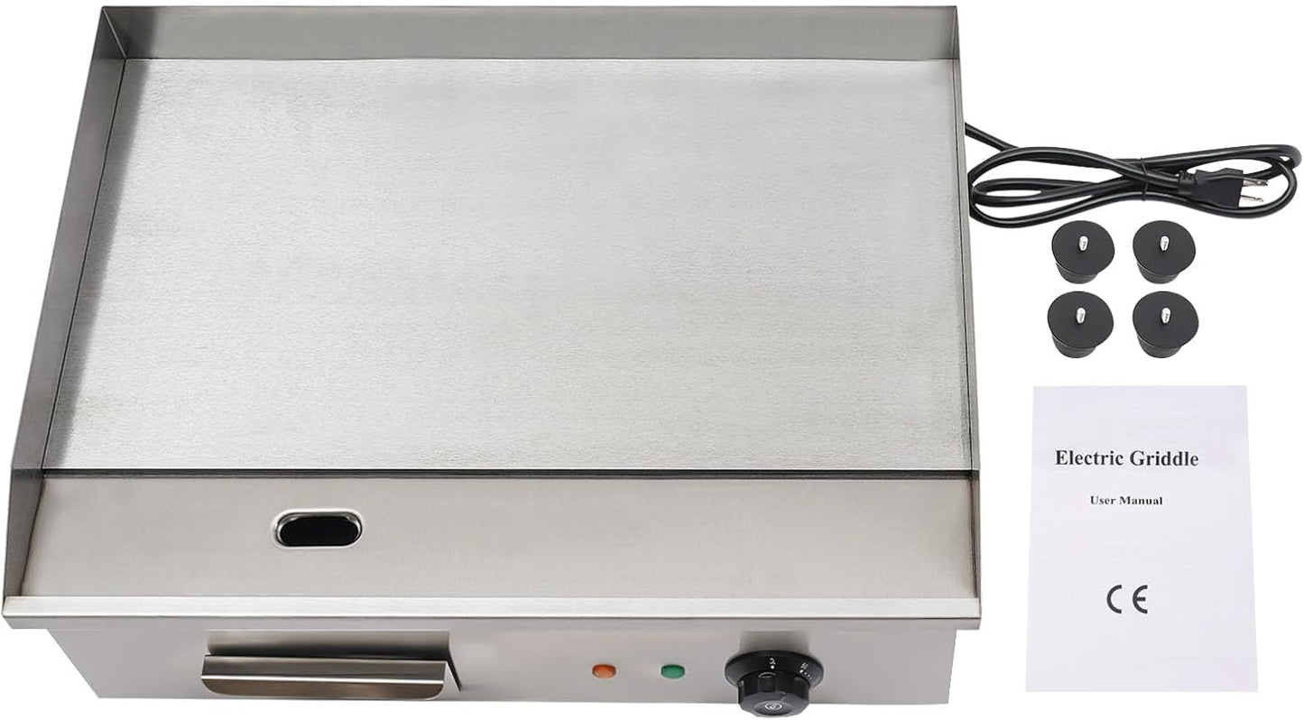 Commercial Electric Griddle Grill 110V 3000W - Non-Stick Teppanyaki Flat Top Grill with Thermostatic Control