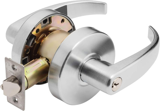 Commercial Grade 2 ADA Door Lever in Satin Chrome Finish, Keyed Entry - Spartan Design by Dynasty Hardware