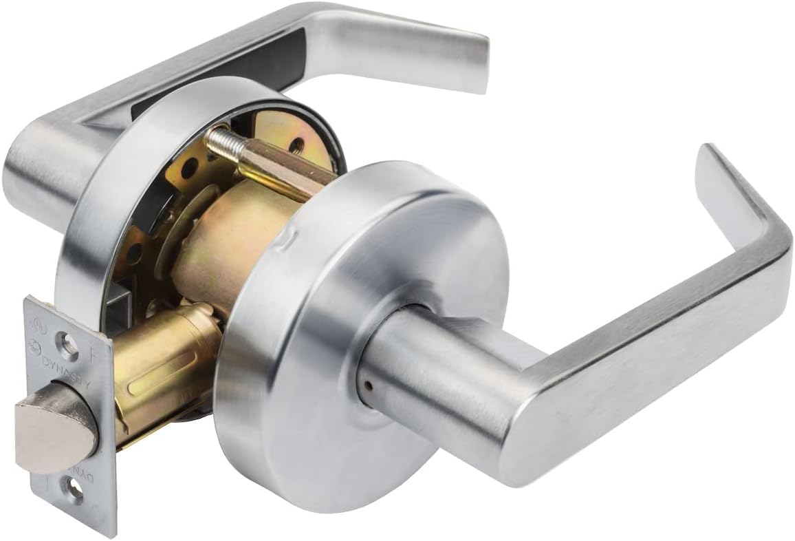 Commercial Grade 2 Passage Lever Door Handle with ADA Compliance in Satin Chrome Finish by Dynasty Hardware - WildKart