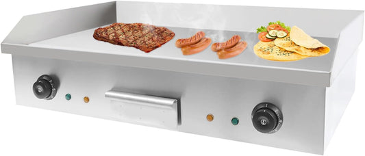 Commercial Grade 4400W 110V Electric Teppanyaki Griddle Cooktop with Dual Temperature Control - Countertop BBQ Plate Grill
