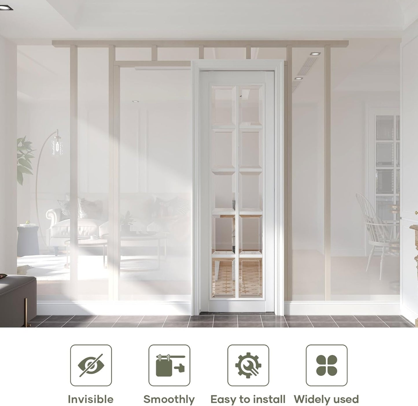 Commercial Grade 4FT Sliding Pocket Door Hardware Kit - Aluminum Box Rail, Smooth & Quiet Slide, Easy Install - 48" Track Kit for 23"~24" Wide Single Door - WildKart