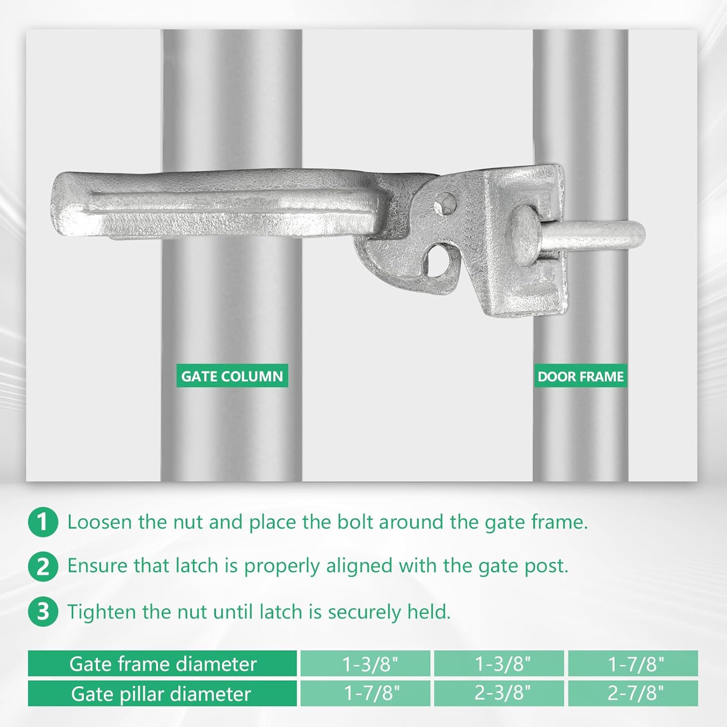 Commercial Grade Chain Link Fence Gate Fork Latch - Heavy Duty Galvanized Latch with Padlock Hole - 1-3/8" x 1-7/8" Size