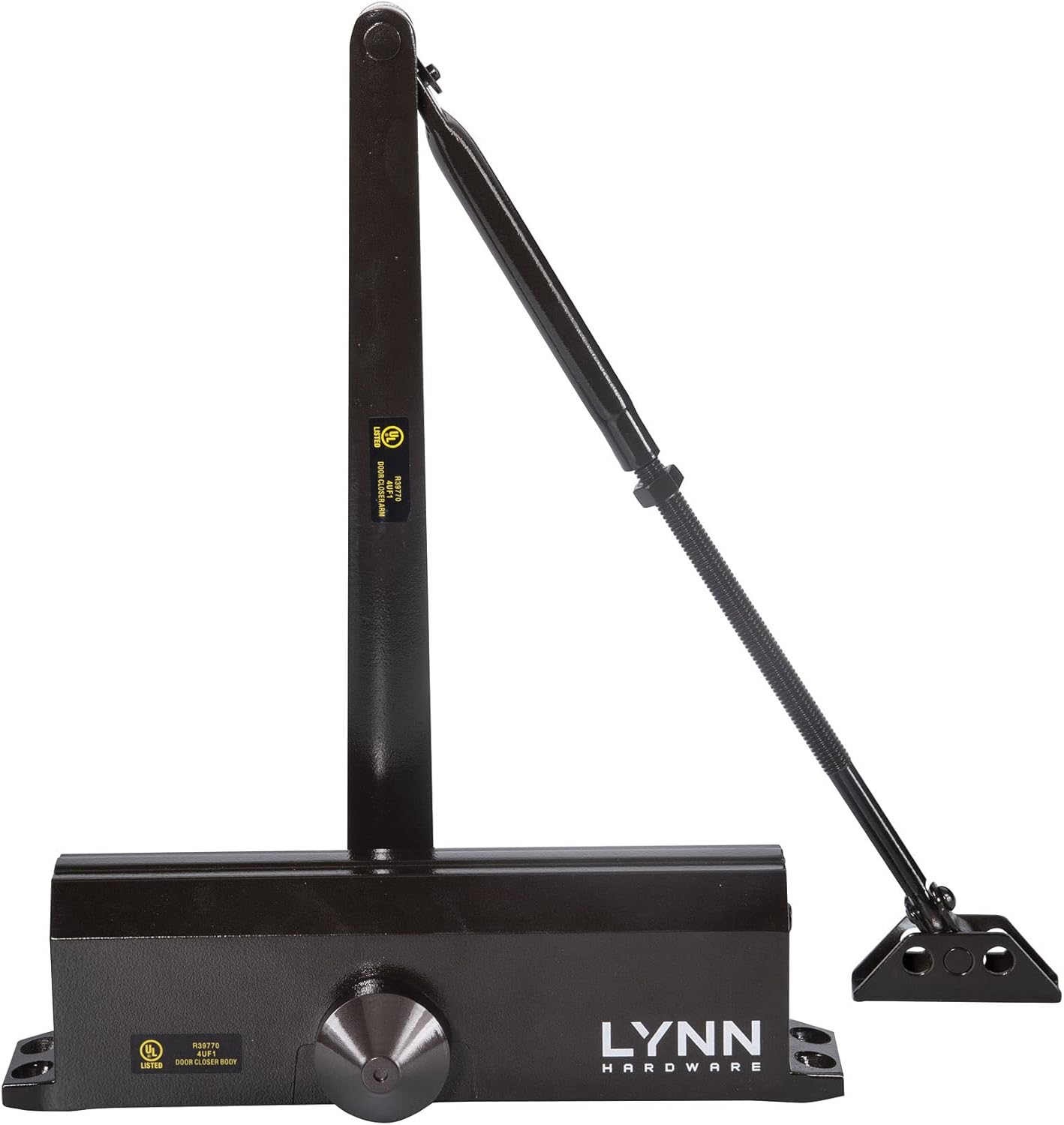Commercial Grade Door Closer - LYNN HARDWARE DC7016 Surface Mounted, Grade 1, ADA & UL 3 Hour Fire Rated, Size 1-6, Dark Bronze