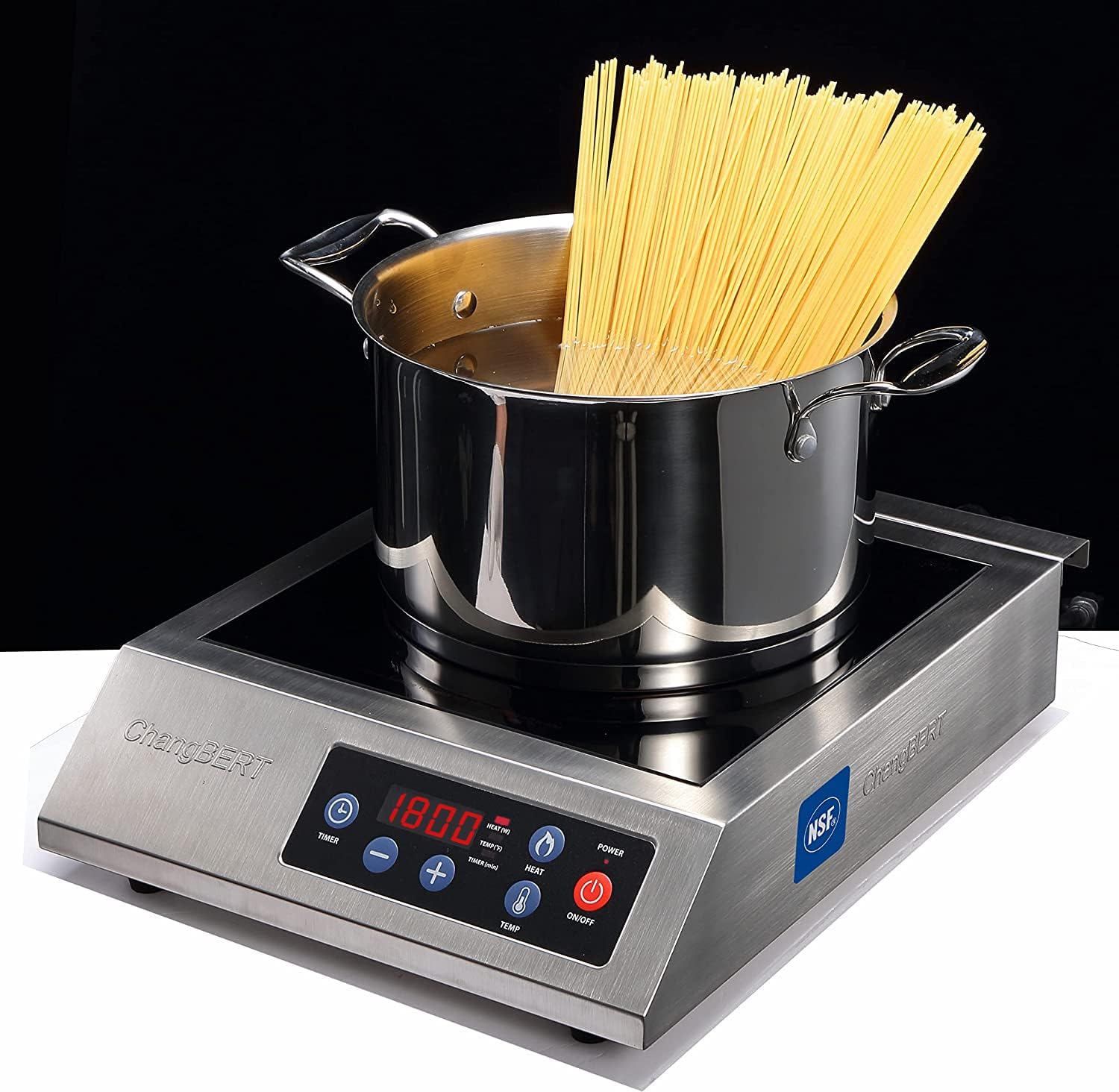 Commercial Grade Portable Induction Cooktop - 1800W, NSF Certified, Professional Chef Hot Plate with Timer - 18/10 Stainless Steel