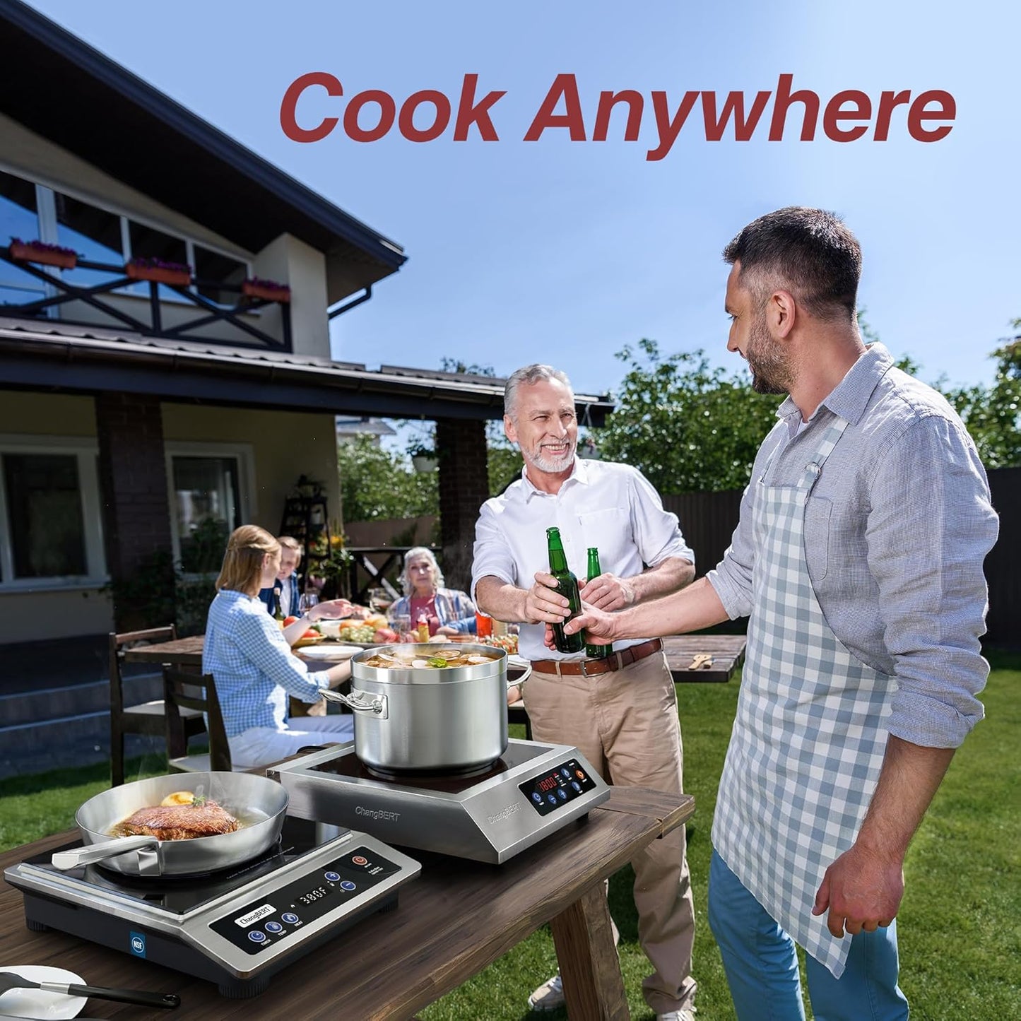 Commercial Grade Portable Induction Cooktop - 1800W, NSF Certified, Professional Chef Hot Plate with Timer - 18/10 Stainless Steel