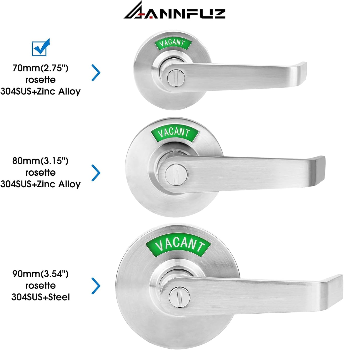 Commercial Grade Privacy Door Handle Lock with In-Use/Vacant Indicator, ANSI Grade 2, Satin Nickel Bathroom Lever Lock - Ideal for Public Restrooms