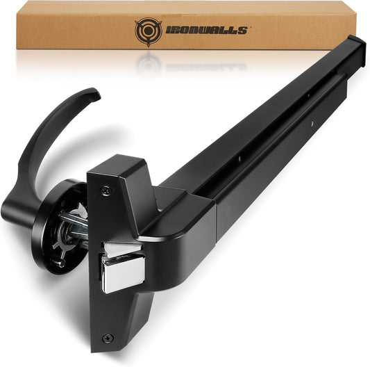 Commercial Grade Stainless Steel Panic Exit Device with Handle Lever for 32"-47" Wooden/Metal Doors - Heavy Duty Black Door Push Bar for Emergency Exits