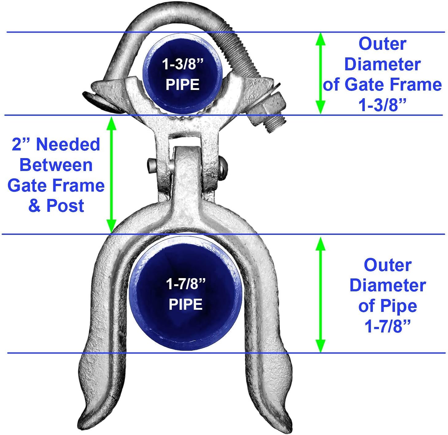 Commercial Heavy Duty Galvanized Chain Link Fence Gate Fork Latch with Hole for Padlock - Malleable - 1-3/8" x 1-7/8 - WildKart